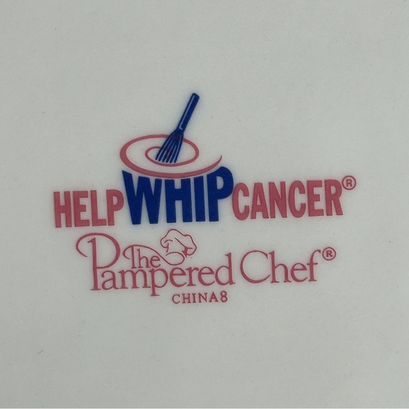 Pampered Chef Whip Cancer Pink Polka Dot Plates Set of 2 - Picture 5 of 8